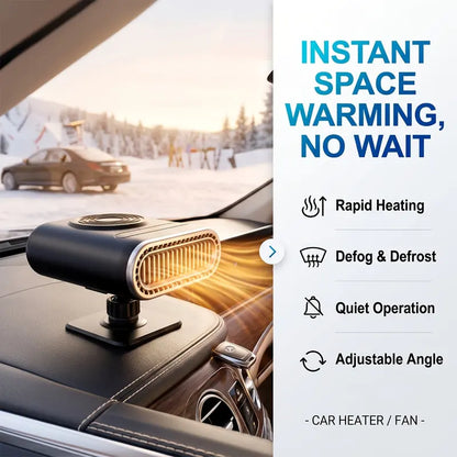 🚗12V Portable Car Heater - 🔥12v Power, Adjustable Defogging Windshield Demister ❄️