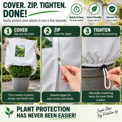 ❄️ Reusable Winter Plant Protection Cover – Frost Guard with Zipper, Drawstring & Clear Viewing Window