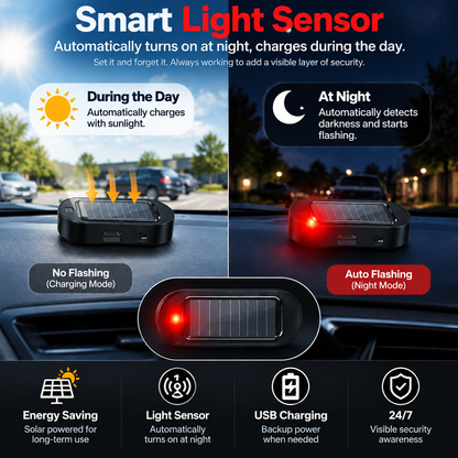 🔥 50% OFF TODAY | Solar Powered Car Alarm Light - Wireless LED Vehicle Security Indicator