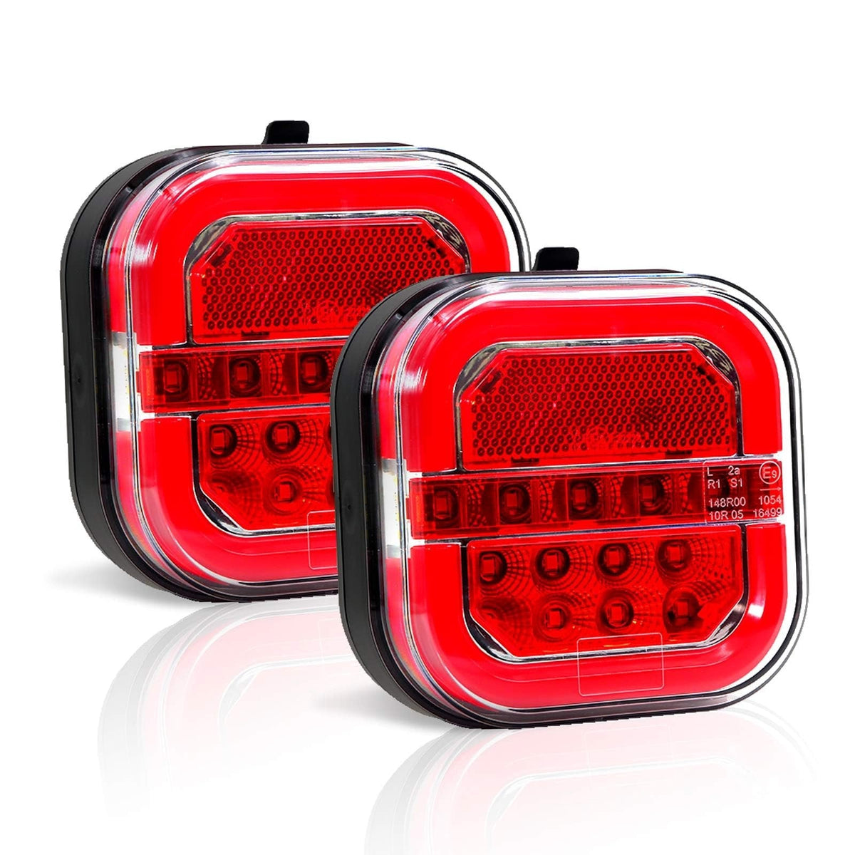 Pair of wireless magnetic trailer lights ready for installation and pre-trip testing