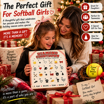🥎 Softball Advent Calendar – 24-Day Christmas Countdown Gift for Girls, Players & Teammates