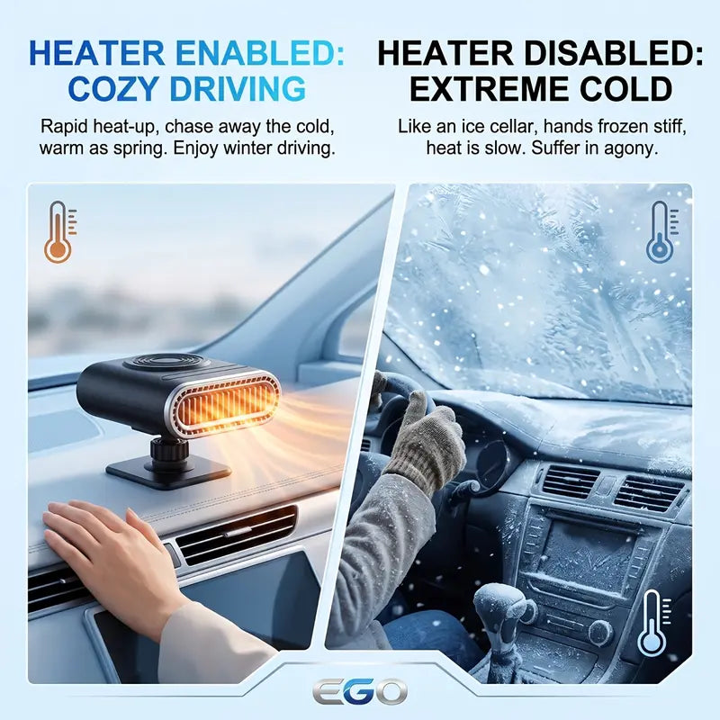 🚗12V Portable Car Heater - 🔥12v Power, Adjustable Defogging Windshield Demister ❄️
