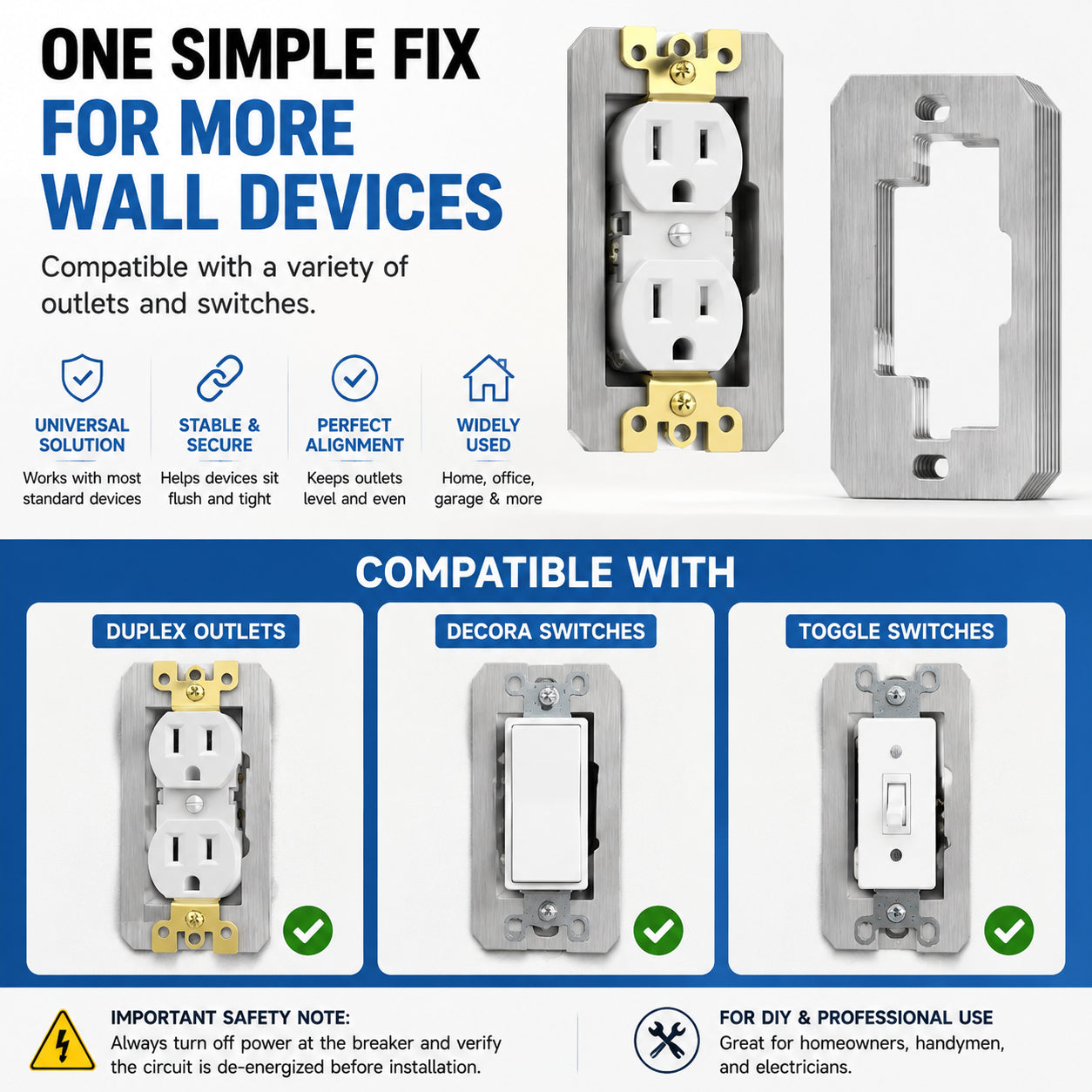 🛠 Outlet Repair Spacers – Easy Fix for Loose, Crooked & Recessed Outlets