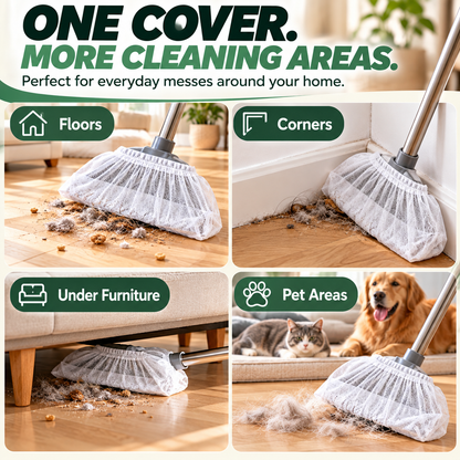 🧹 Disposable Broom Dust Cover – Elastic Cleaning Cover for Pet Hair, Dust & Everyday Floor Debris