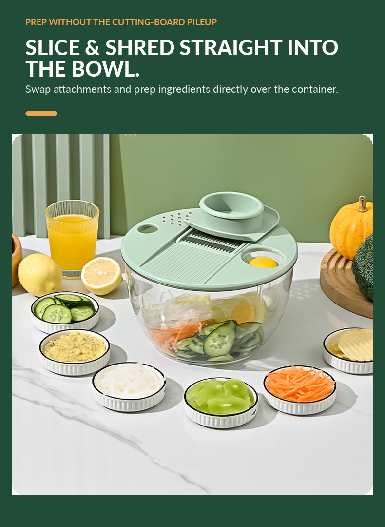 All-in-One Salad Spinner & Vegetable Slicer Set | 6 Blades