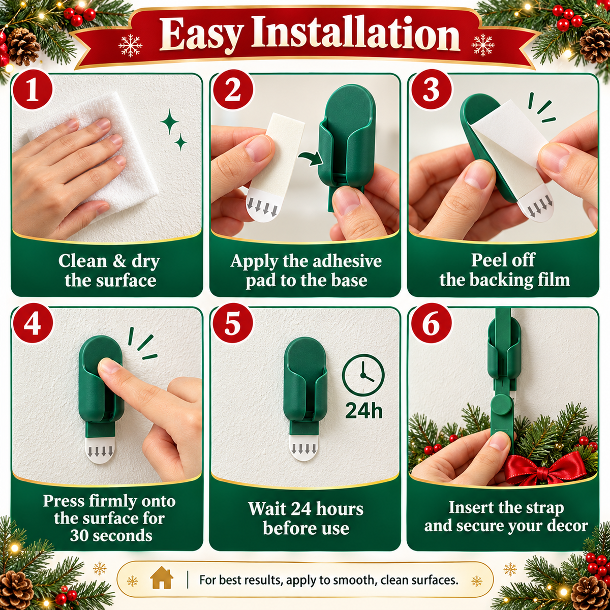 ✨🎄 6ps-Adjustable Christmas Wreath Hanger – Peel, Adjust & Hang Holiday Décor with Ease 🎄✨