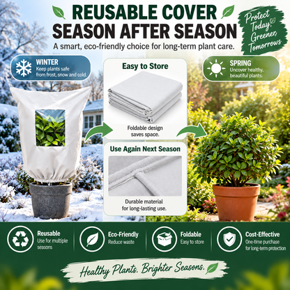 ❄️ Reusable Winter Plant Protection Cover – Frost Guard with Zipper, Drawstring & Clear Viewing Window