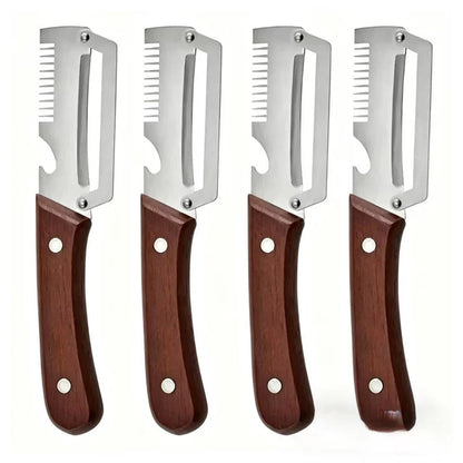 ✨Wooden-Handled Stainless Steel Sharp Peeler with Built-In Bottle Opener