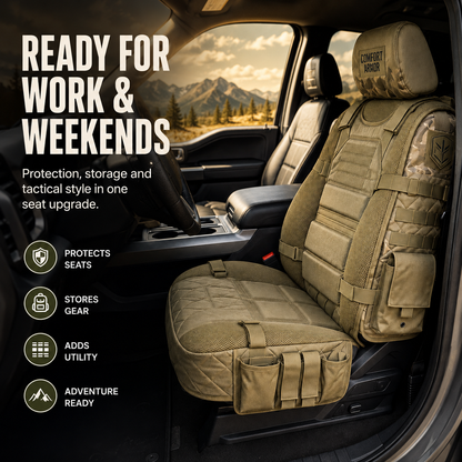 Rugged Truck Seat Cover -Tactical Storage, Seat Protection & All-Day Comfort