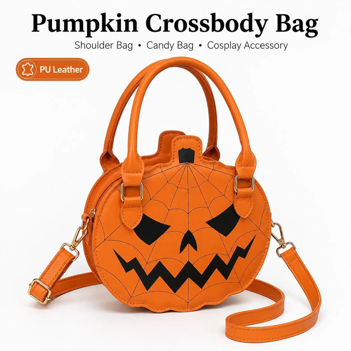 🎃 Spooky Jack-O'-Lantern Pumpkin Crossbody Bag