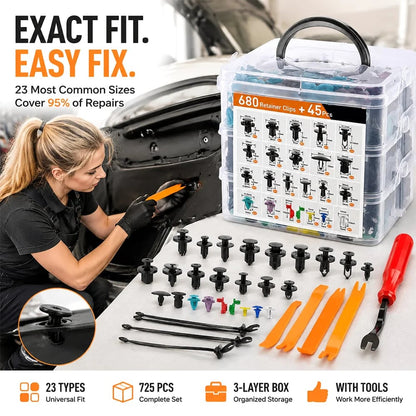🚗50% OFF TODAY🔧725PCS Car Retainer Clip Kit with Remover 🧰