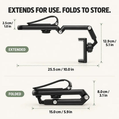 ✨Foldable Car Phone Holder for Sun Visor, Adjustable Arm with 360° Phone Rotation, Spring Clip Mount for 4–6.5 Inch Smartphones, Black,toolupgrade