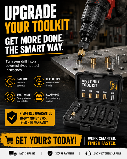 🛠️  Rivet Nut Tool – M3-M8 Rivnut Kit, Carbon Steel Manual Riveter, Auto Repair & Workshop Use