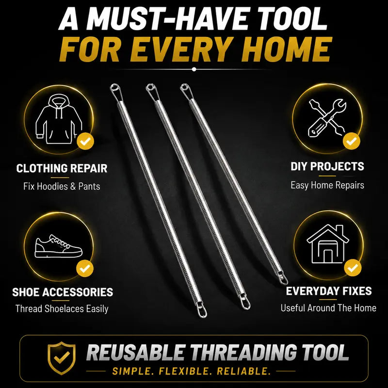 ⚡ Flexible Drawstring Threader Tool – 2PCS Stainless Steel Cord Repair Set