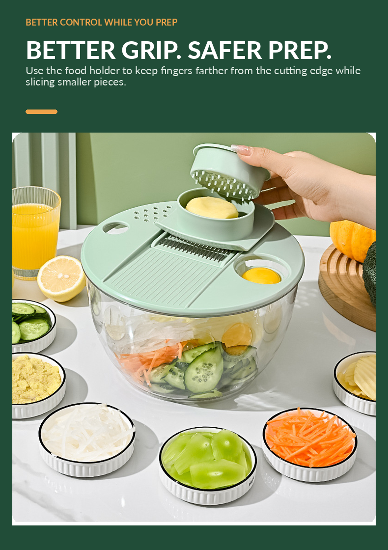 All-in-One Salad Spinner & Vegetable Slicer Set | 6 Blades