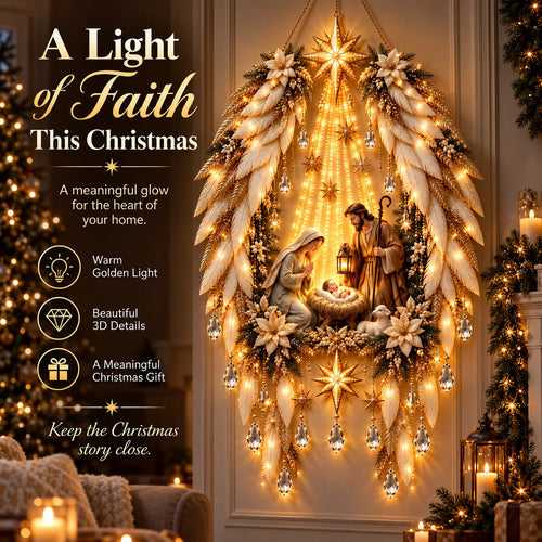✨ Lighted 3D Angel Wings Christmas Nativity Wall Decor ✨