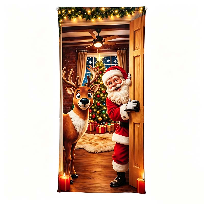 🎄 Christmas Stretch Door Cover – Elastic Santa Holiday Door Wrap