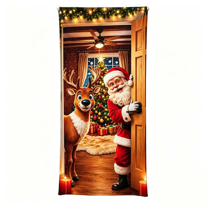 🎄 Christmas Stretch Door Cover – Elastic Santa Holiday Door Wrap