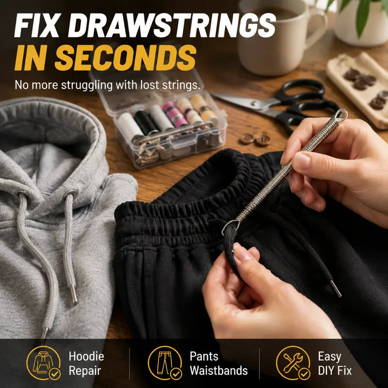 ⚡ Flexible Drawstring Threader Tool – 2PCS Stainless Steel Cord Repair Set