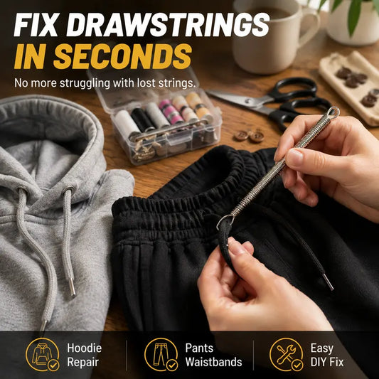 🧵 Flexible Drawstring Threader Tool – 2PCS Stainless Steel Cord Repair Set