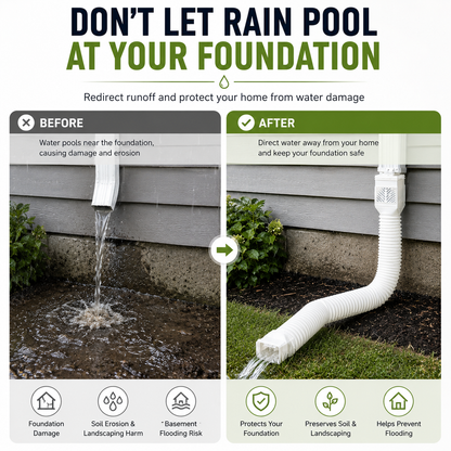 🏡 Flexible Rain Gutter Downspout Extension Kit  – Adjustable 22"-63" Drain Pipe with Leaf Filter for Foundation Protection
