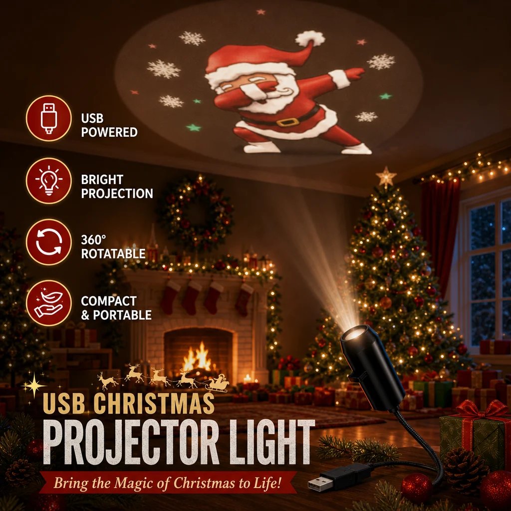✨USB Holiday Scene Projector – Christmas & Galaxy