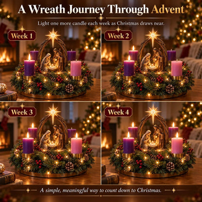 🔥 Limited-Time 49% OFF – ✝️ Lighted Nativity Advent Wreath – A Sacred 4-Week Christmas Tradition