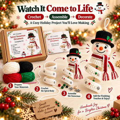 ☃️ DIY Crochet Spiral Snowman Ornament Kit – Make Your Own Christmas Keepsake