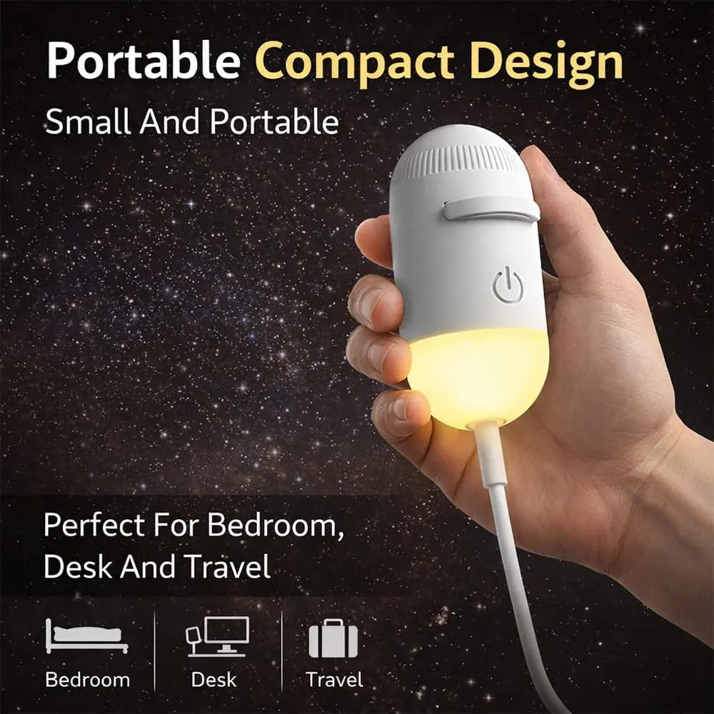 2-in-1 Galaxy Projector Night Light | USB Mini Star & Moon Projector for Bedroom, Adjustable Brightness, 360° Projection