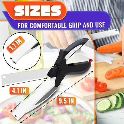 2 in 1 Kitchen Scissors for Food – Stainless Steel Blade & Plastic Cutting Board Scissors