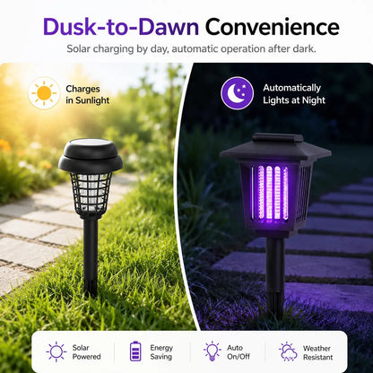 🔥Summer 50% OFF☀️ 2-in-1 Solar Bug Zapper – UV Mosquito Killer + Soft Pathway Light, Auto Dusk-to-Dawn, IP65