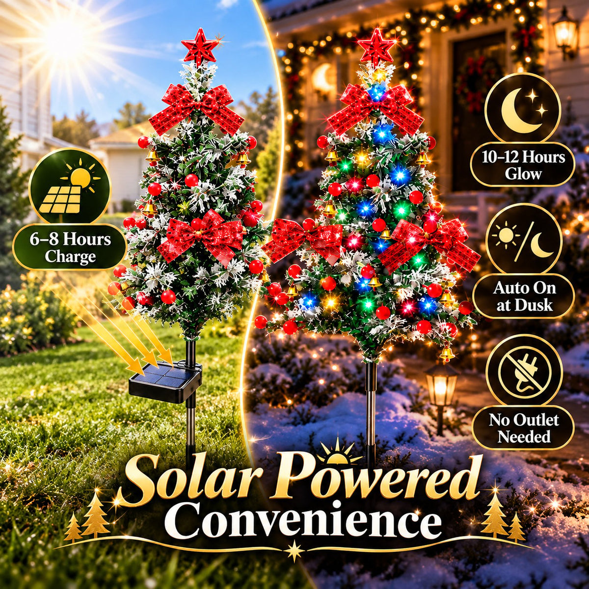 🎄 49% OFF – Solar Cedar Christmas Tree Lights | Warm Outdoor Holiday Glow ✨