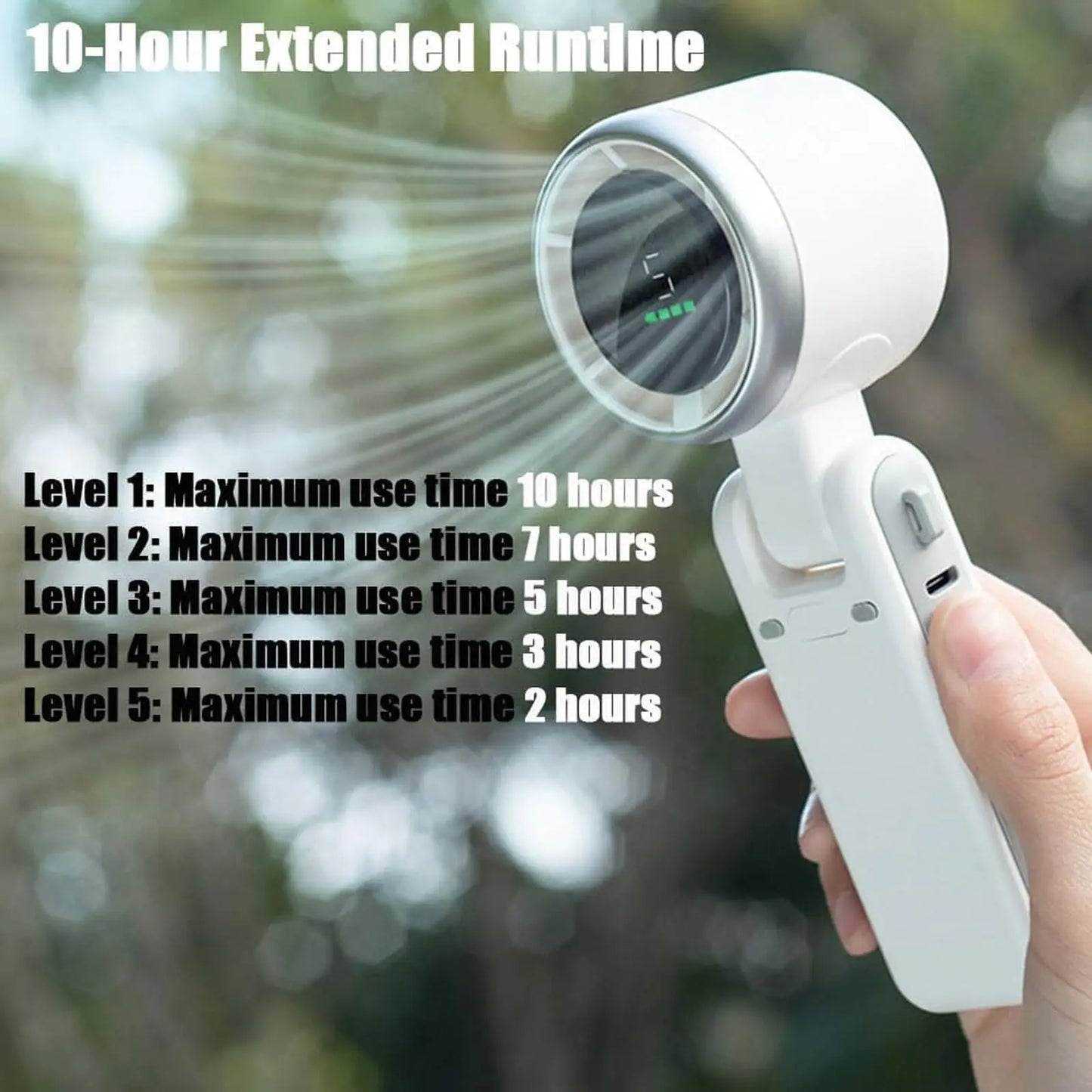 🔥Portable Handheld Turbo Fan, 5 Gear Wind, Battery Operated, Up to 12 Working Hours, 3 IN 1 Hand Fan for Outdoor Activities, Travel, Beach