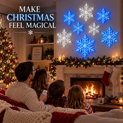 ⏳ Last Day 49% OFF – ❄️❄️ LED Snowflake Wall Lights | 3D Christmas Snowflake Décor with Blue & White Glow, Remote Control & Magical Indoor Holiday Atmosphere ✨