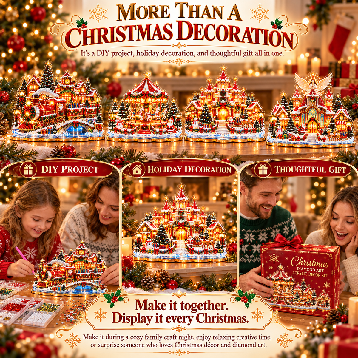 🎄Relaxing & Beginner-Friendly-💗 DIY Christmas Village Diamond Art✨