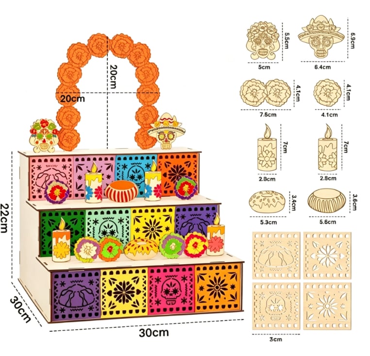 🎃Day of the Dead Wooden Altar Display Set | 💕Death is not the end of life, forgetting is