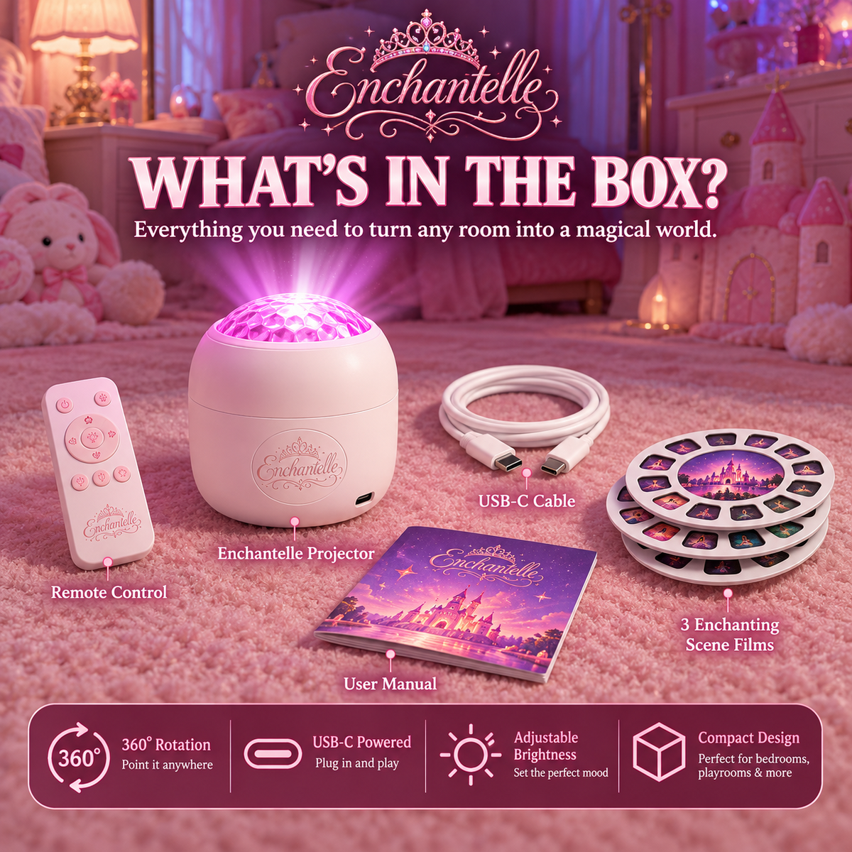 ✨ DreamScape Room Projector – Turn Walls & Ceilings Into a Magical Fantasy World 🌌🏰