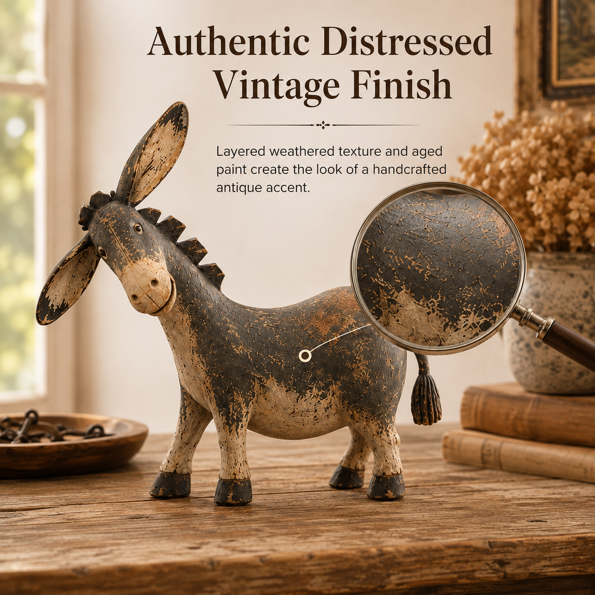 🫏 Rustic Donkey Figurine for Farmhouse Decor