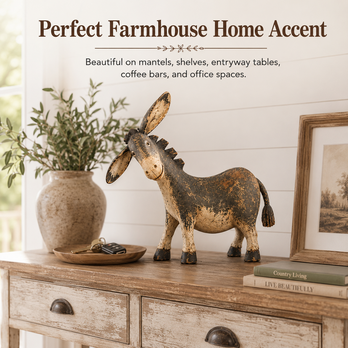 🫏 Rustic Donkey Figurine for Farmhouse Decor