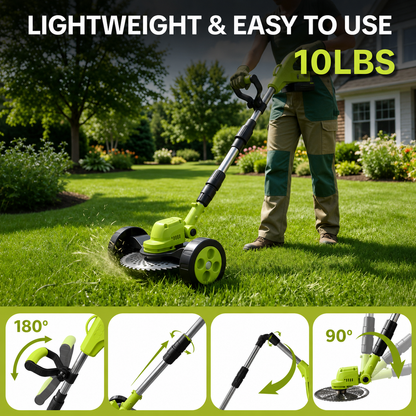 3-in-1 Cordless Lawn Mower with 2×21V Batteries, German Quality Lightweight Grass Trimmer & Edger for Small to Medium Gardens