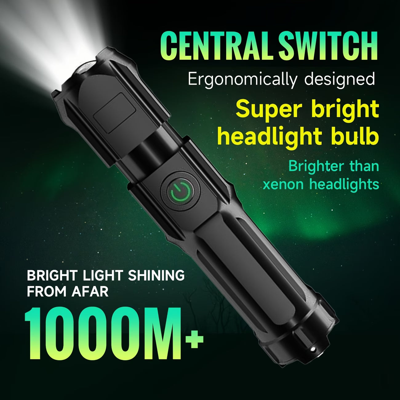 Portable High-power Flashlight, 1000M+ Ultra-long-distance Lighting