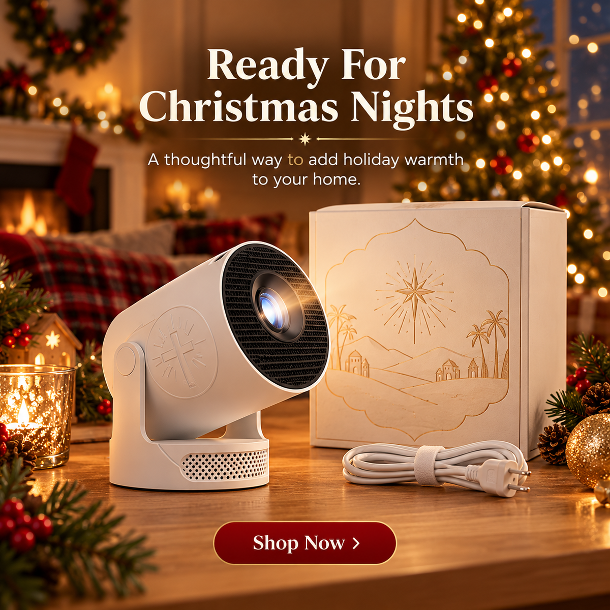 🔥Bible Story Projector Light – Nativity, Noah's Ark & Angels