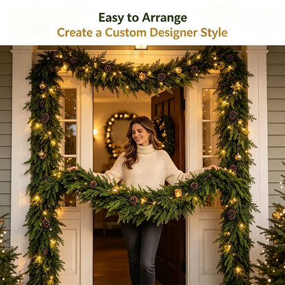 🎄 2-Piece 6FT Real-Touch Cedar Garland – Lifelike Christmas Greenery for Mantel, Staircase & Holiday Decor