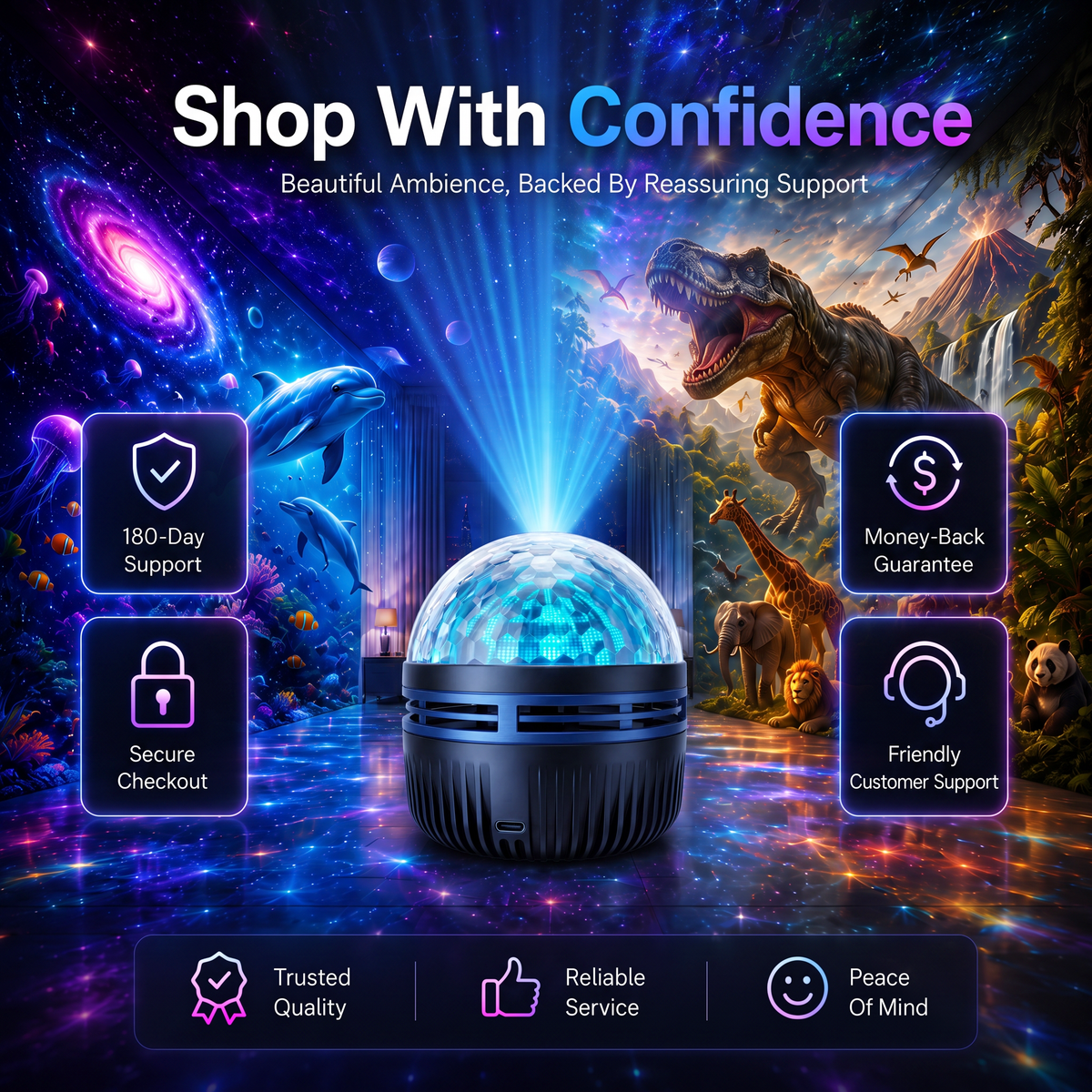 🎀360° Smart Holographic Starry Sky Projector (HD Smart Dynamic 5D)