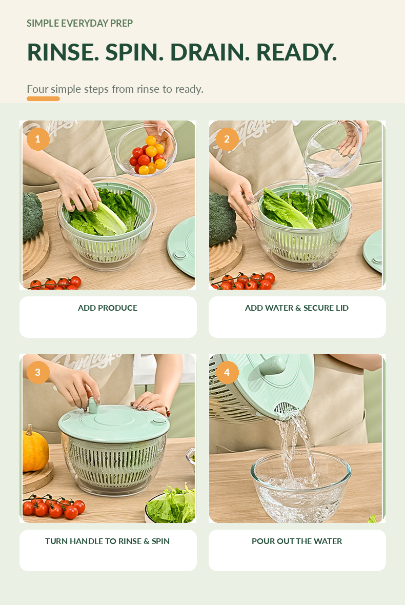 All-in-One Salad Spinner & Vegetable Slicer Set | 6 Blades