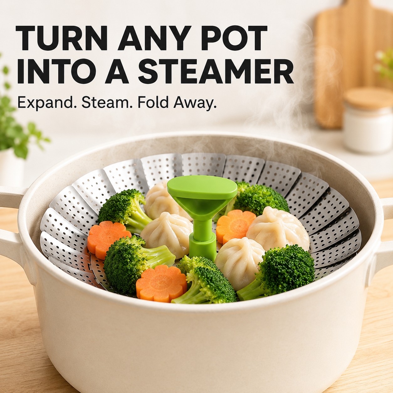 🥕Expandable Steamer Basket – Turn Any Pot Into a Steamer