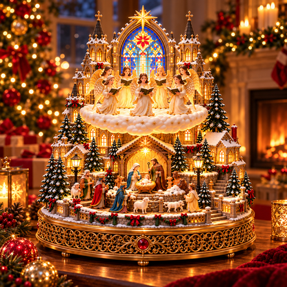 🔥 LAST DAY 48% OFF 🔥 Heavenly Angel Choir | Lighted & Rotating Christmas Nativity Village