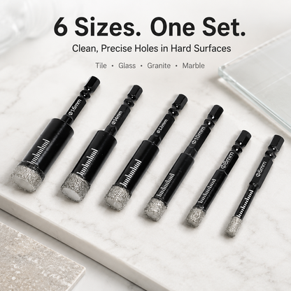 ⚡️6 Pcs Diamond Drill Bits Set, 1/4 5/6 3/8 1/2 Inch Brazed Diamond Drill Bits for Precision Drilling in Tile Ceramic Glass Granite Marble Masonry