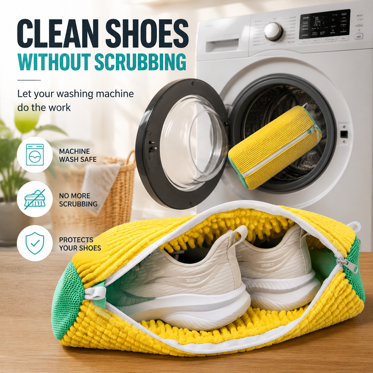 👟 No-Scrub Shoe Washing Bag – Clean & Protect Your Sneakers In The Washing Machine
