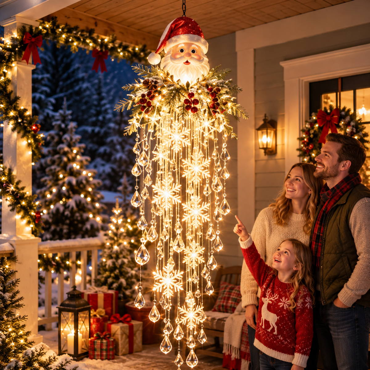 ✨❄️Crystal Cascade Christmas Light™ – Hanging Snowflake & Crystal LED Porch Décor
